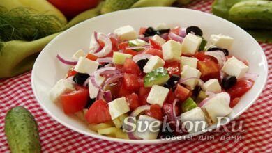 Photo of Греческий салат с оливками и фетой